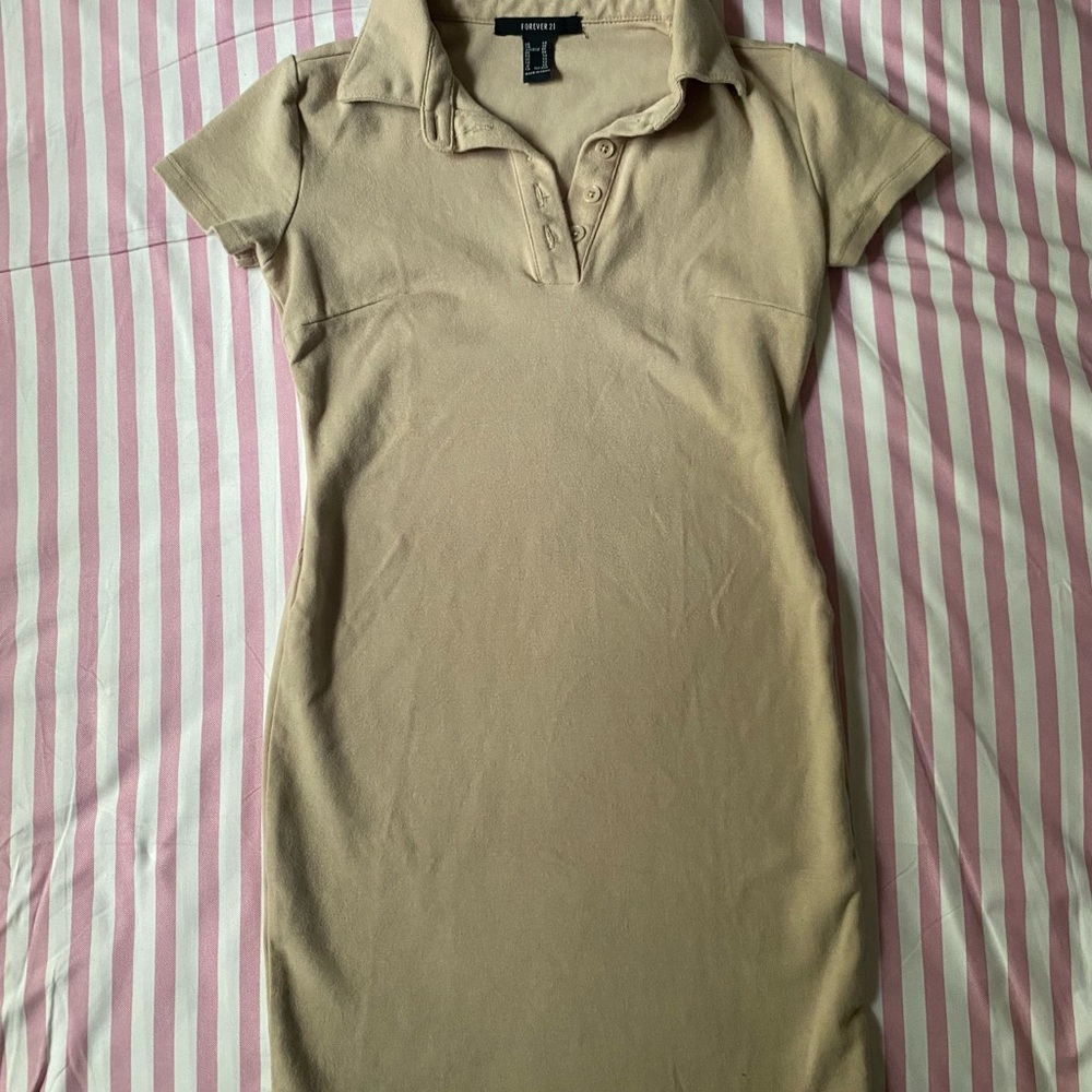 Forever 21 Beige Button-Up Dress